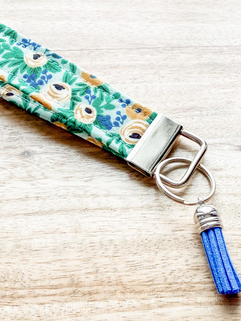Rifle Paper Co. Floral Fabric Keychain• Key Wristlet• Key Fob with Tassel image 5