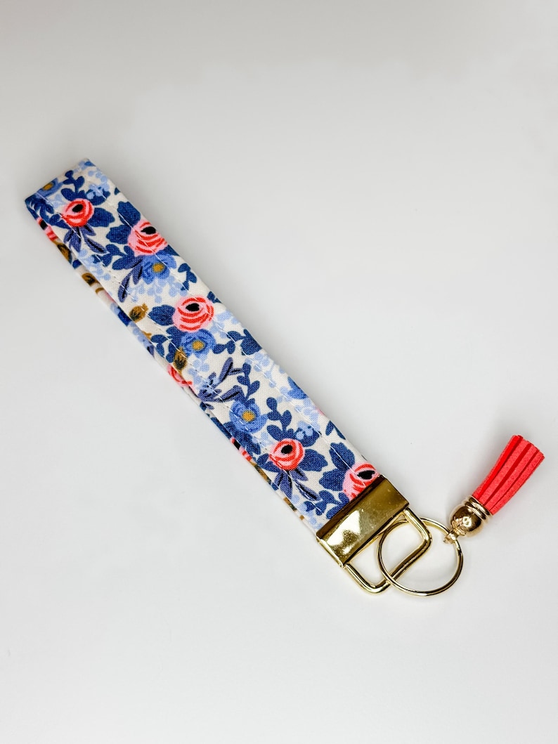 Rifle Paper Co. Floral Fabric Keychain• Key Wristlet• Key Fob with Tassel image 8