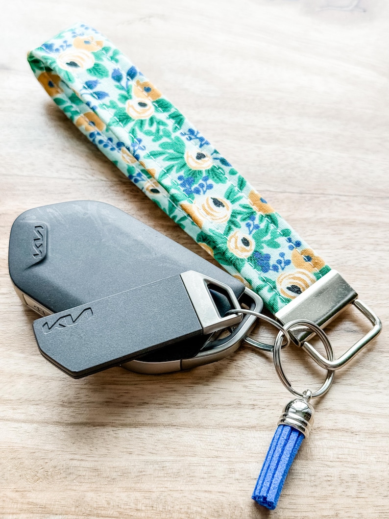 Rifle Paper Co. Floral Fabric Keychain• Key Wristlet• Key Fob with Tassel image 4