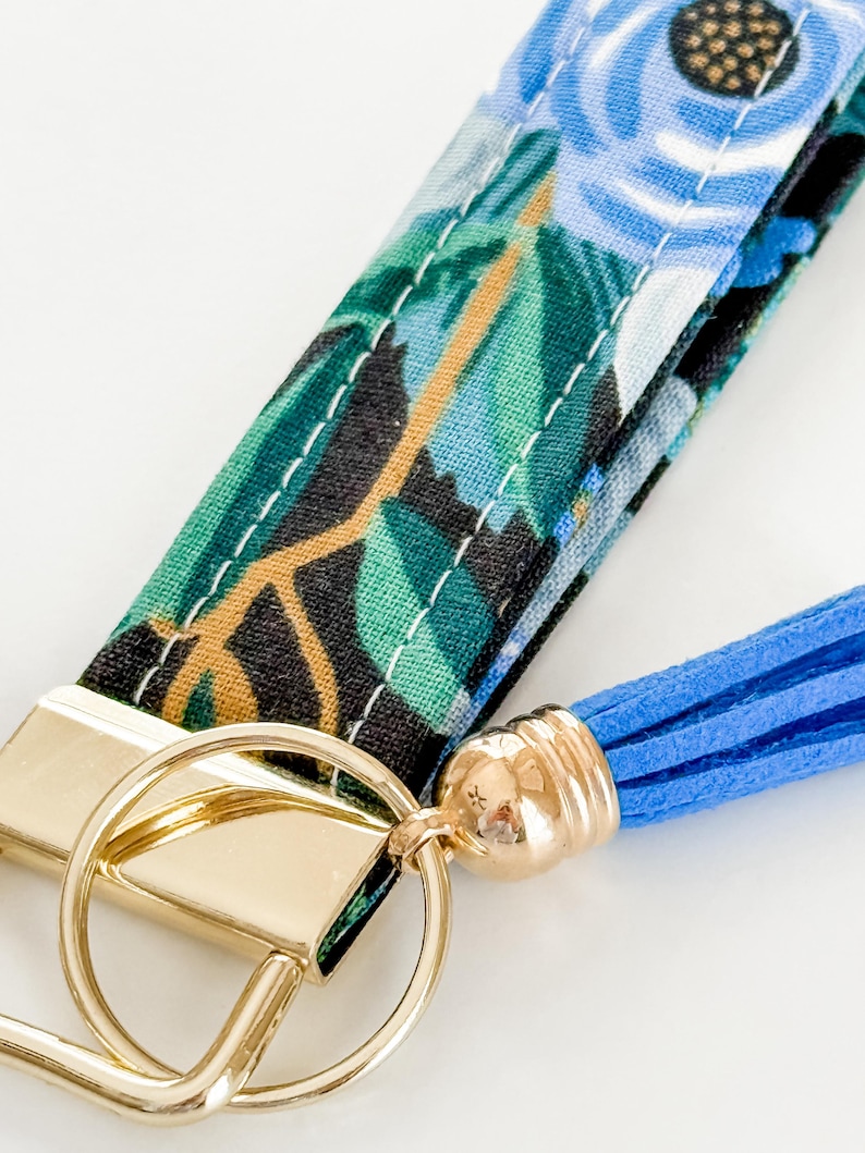 Rifle Paper Co. Floral Fabric Keychain• Key Wristlet• Key Fob with Tassel image 6