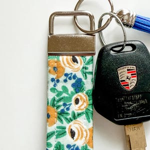 Rifle Paper Co. Floral Fabric Keychain• Key Wristlet• Key Fob with Tassel image 3