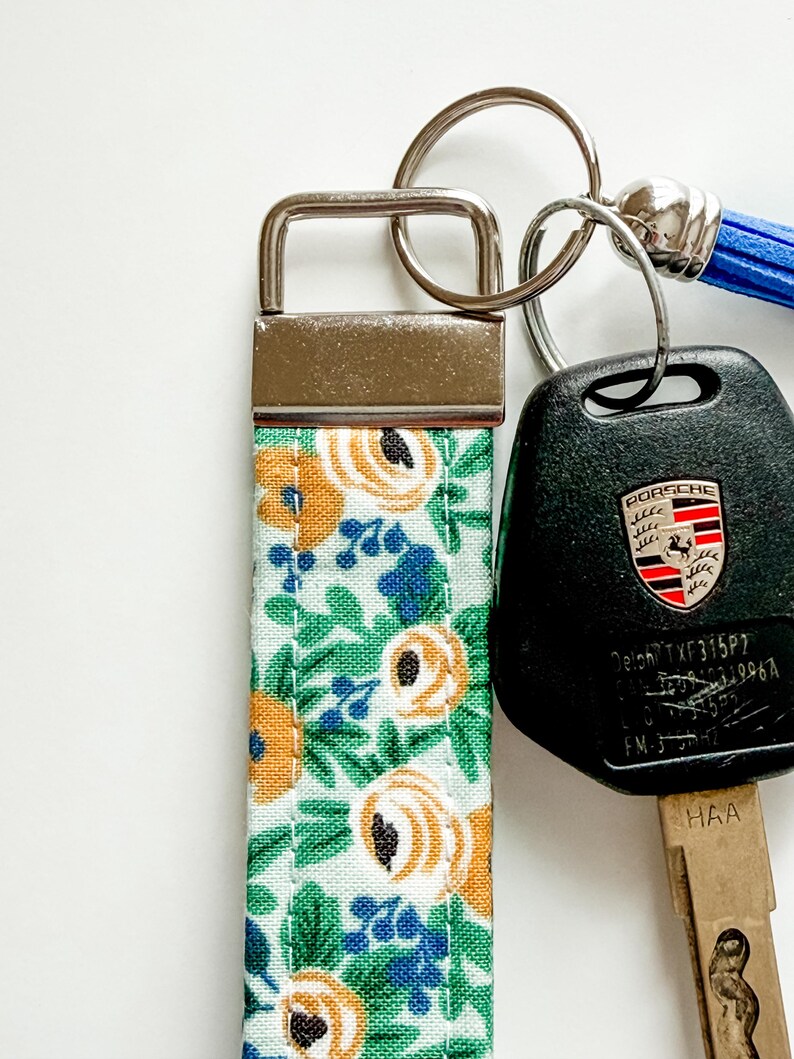 Rifle Paper Co. Floral Fabric Keychain• Key Wristlet• Key Fob with Tassel image 3