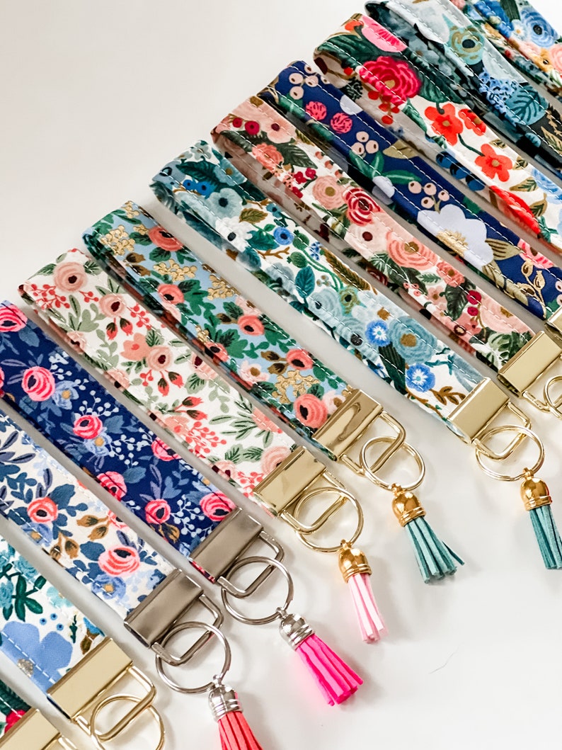 Rifle Paper Co. Floral Fabric Keychain• Key Wristlet• Key Fob with Tassel image 2
