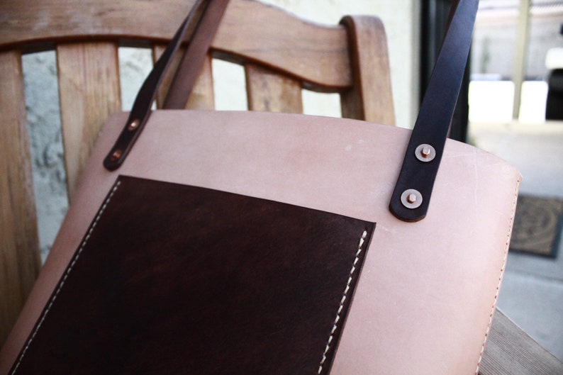 Two-hued leather tote medium