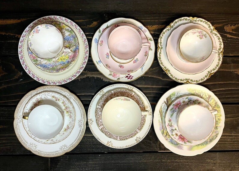 Vintage Mix and Match Tea Cups Saucers & Dessert Plates Fine Etsy