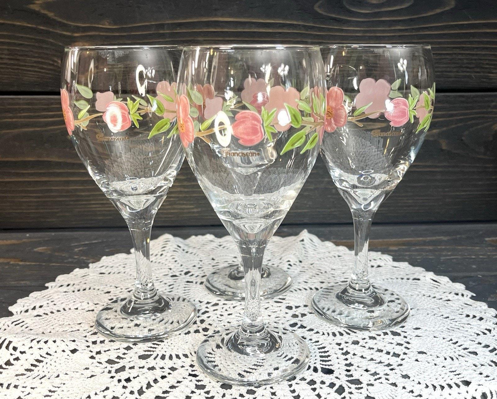 Franciscan Desert Rose Wine Goblets Glass Drinking Glasses 10oz