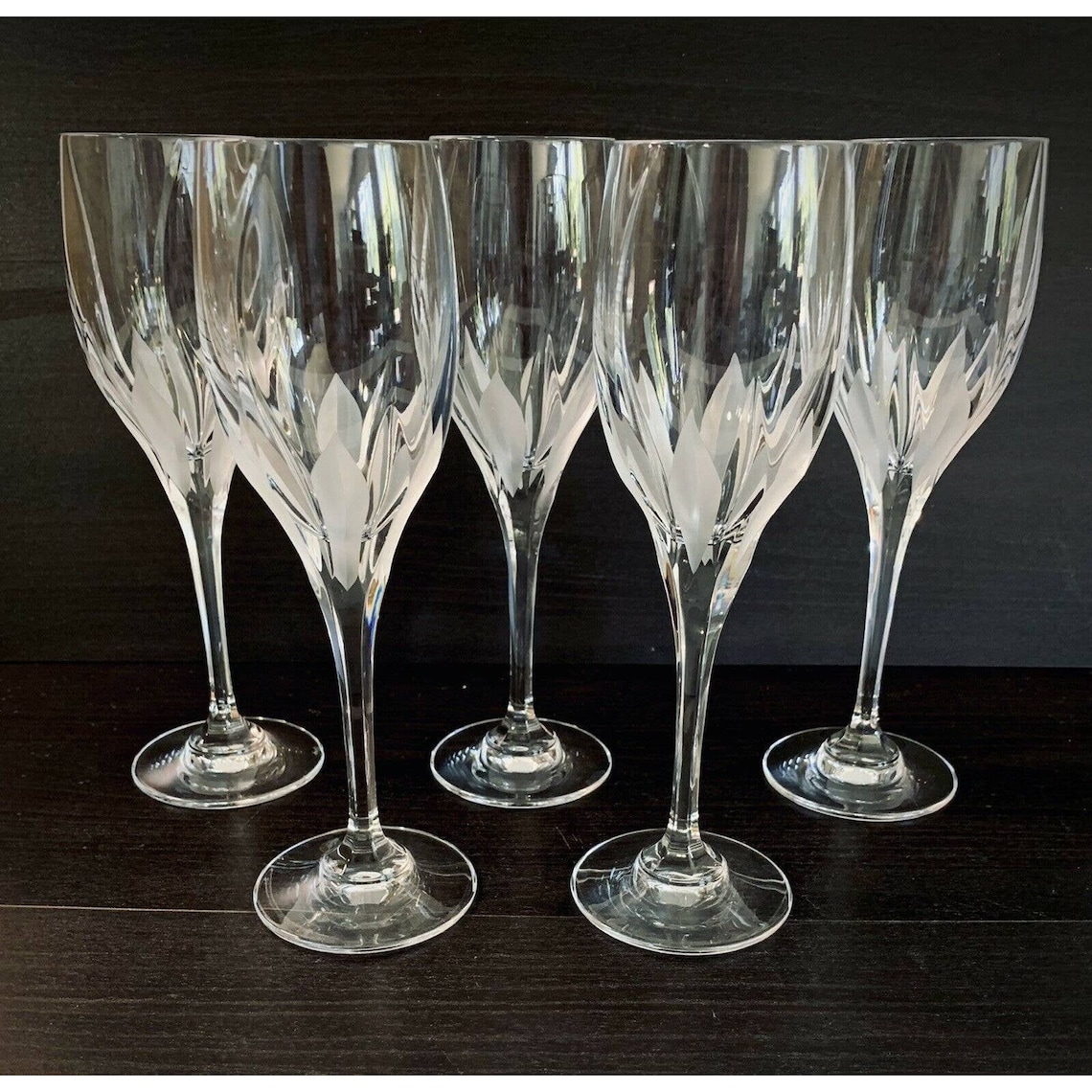 Mikasa Flame D'Amore Frosted Swirl Crystal Wine Glasses Etsy
