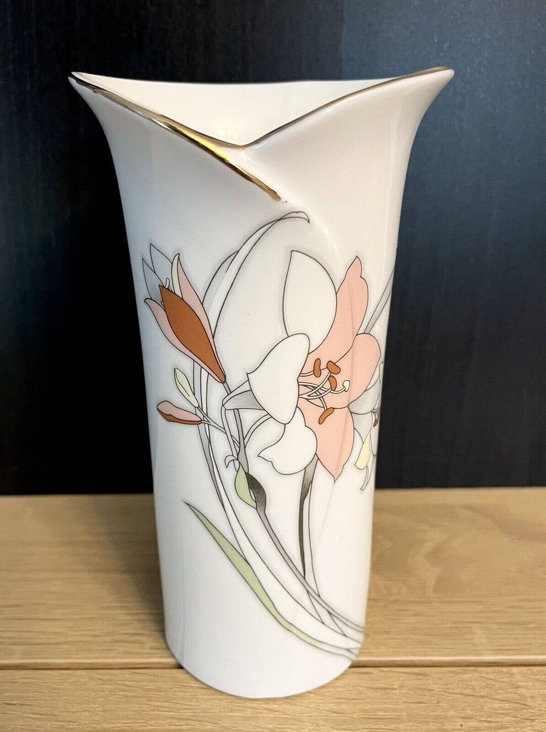 Yamaji Japan White Ceramic Vase Calla Lily 7 Tall Vintage Etsy