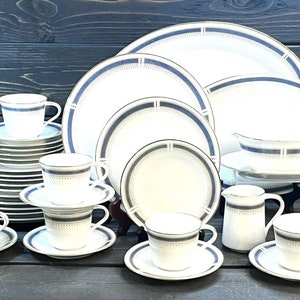 Noritake Blue Dawn 6611 China Set For 6 Plus 1 With Platters & Extras 40 Pieces in Total FREE SHIPPING
