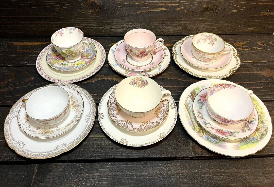 Vintage Mix and Match Tea Cups Saucers & Dessert Plates Fine Etsy