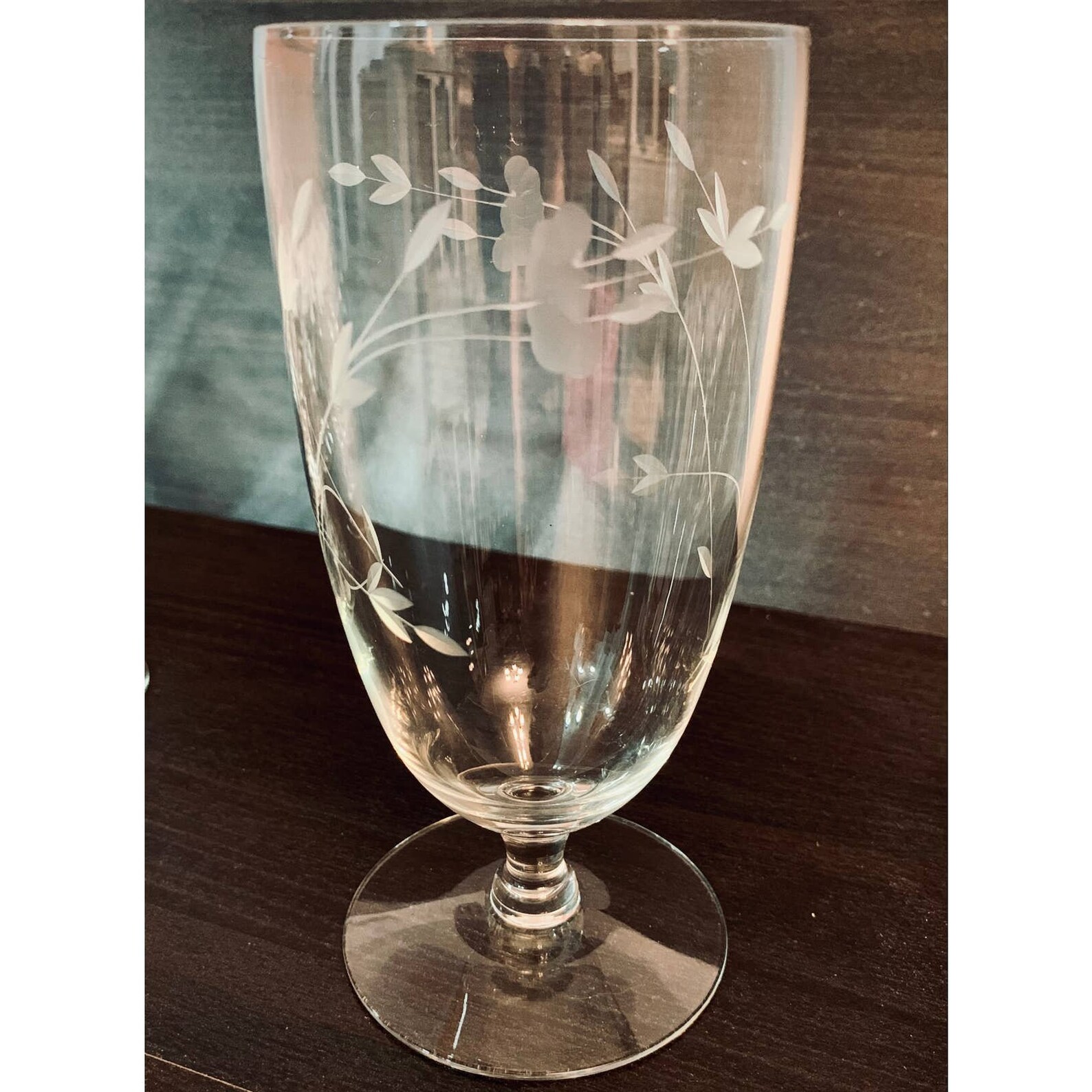 Etched Crystal 6 Tall Goblets Set of 10 Short Stem Floral Etsy