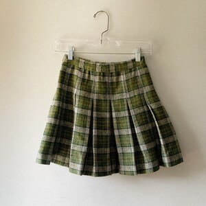 Plaid Mini Skirt Vintage Pleated Skirt Green Plaid Skirt Etsy