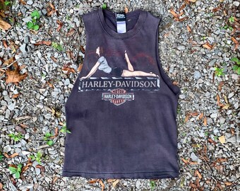 Harley Davidson Cut Off T Shirt / Biker Babe Tank / Harley Tank / Harley Branson MO / 2009