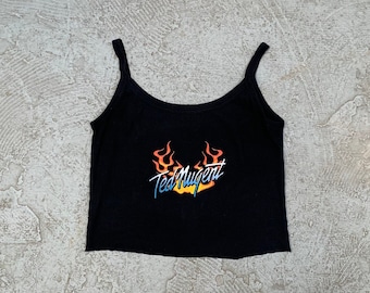 Ted Nugent Cut Off Tank / Vintage Tank Top / Flame Print / 90s Tank