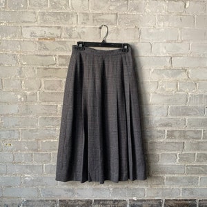 Pure Wool Pleated Midi Length Shirt / A Line Plaid Pleated Skirt