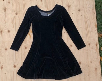 Vintage Smart Set Velvet Skater Dress / 90s Velvet Dress / Mini Dress
