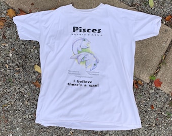 Vintage Pisces Oversized T Shirt / Vintage Sleepwear T Shirt / Astrology Graphic / Pisces Zodiac Shirt / Fish