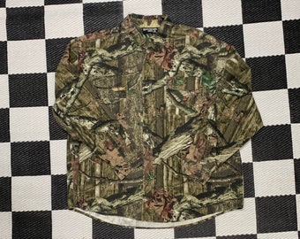 Vintage Mossy Oak Camo Button-Up Twill Shirt
