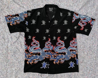 Vintage Dragon Button Down / Short Sleeve Y2K Shirt
