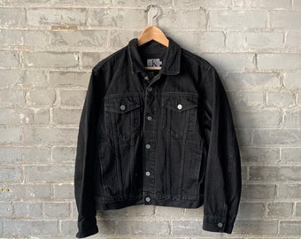 Black Denim Jacket - Etsy