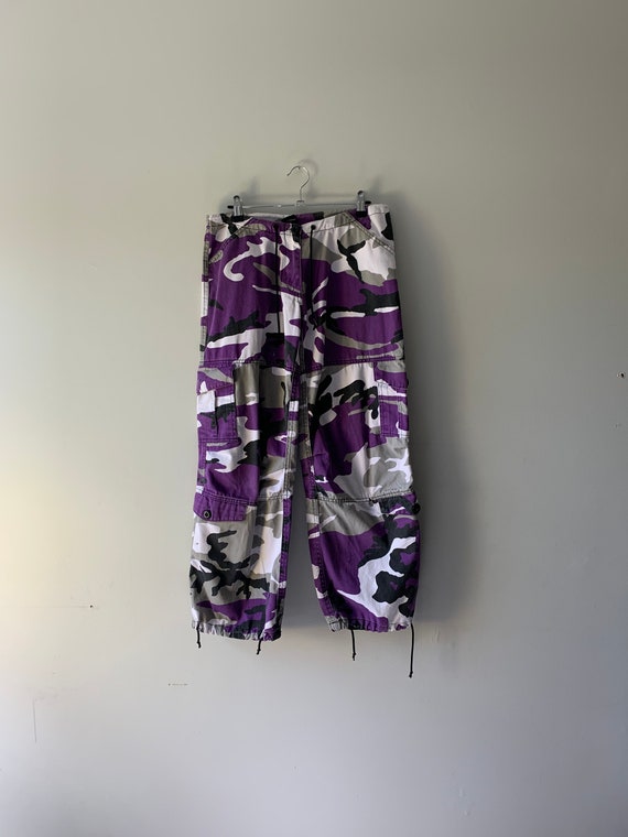 Y2K Army Print Pants / Purple Army Print / Vintage Ar… - Gem