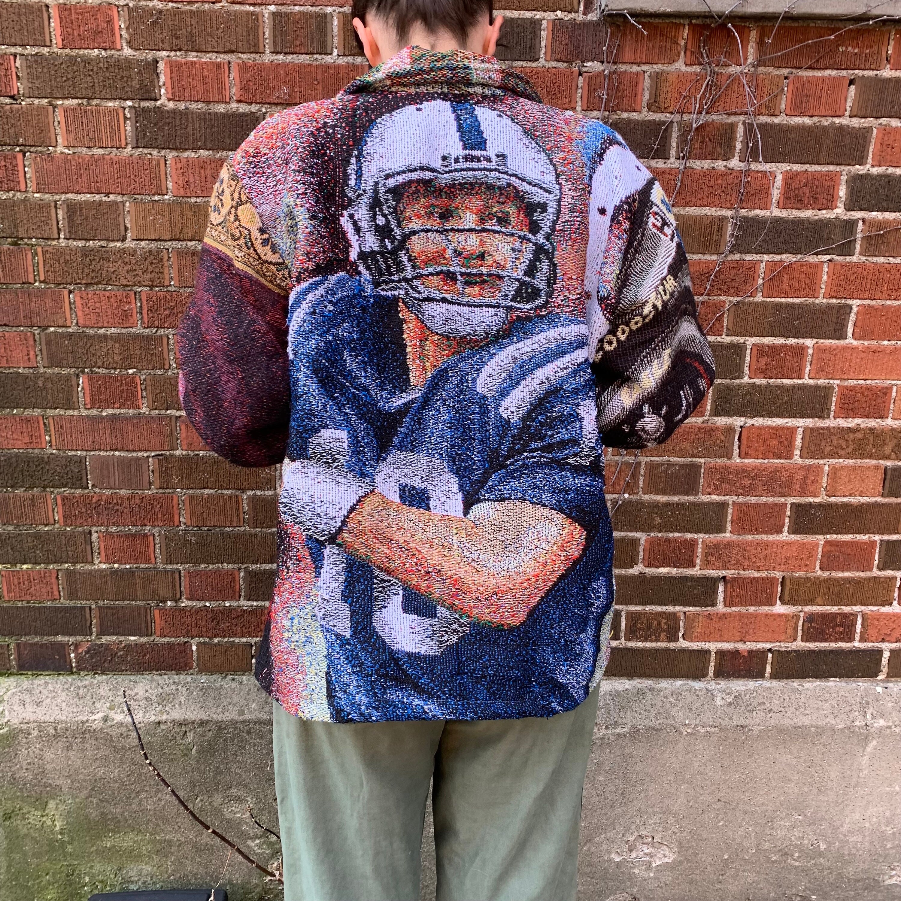 Reworked Vintage Tapestry Jacket / Nascar / Football / Woven