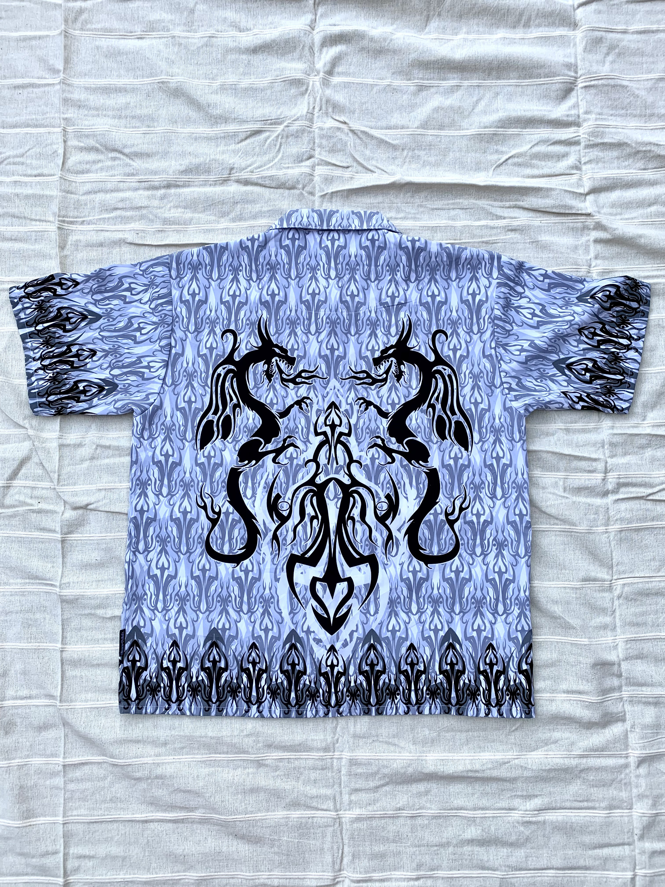 Chemise Vintage Shaolin – Dragon Et Flammes – Taille XL – Y2K – Homme/Ado