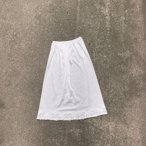 White Lace Trim Slip Skirt / Knee Length Slip Skirt