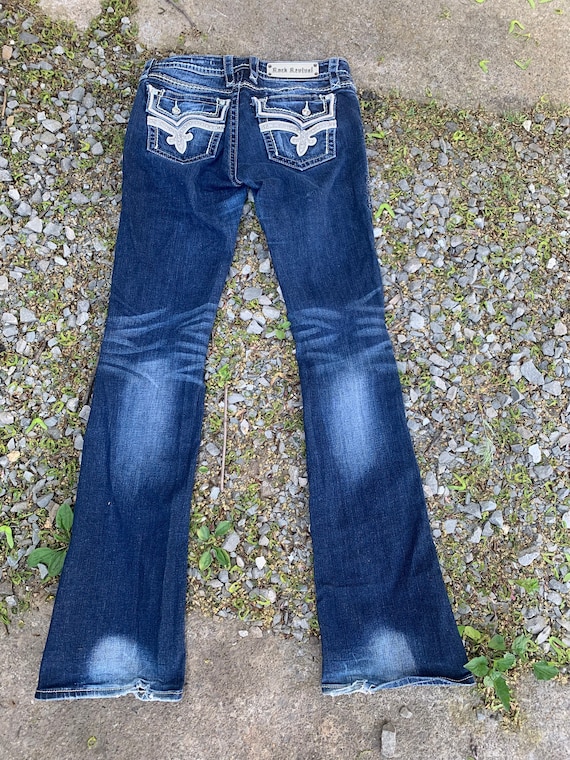 Y2K Denim Flare / Rock Revival Jeans / Bedazzled Denim Gem