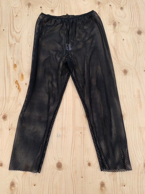 Mesh Capri Length Pants / Black Fish Net Cropped … - image 3