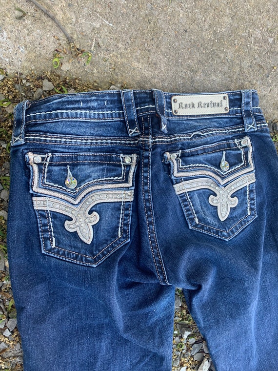 Y2K Denim Flare / Rock Revival Jeans / Bedazzled Denim Gem