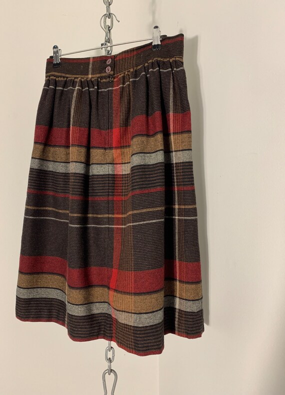 Vintage Wool Plaid Skirt / 70s Pleated A Line Skirt /… Gem