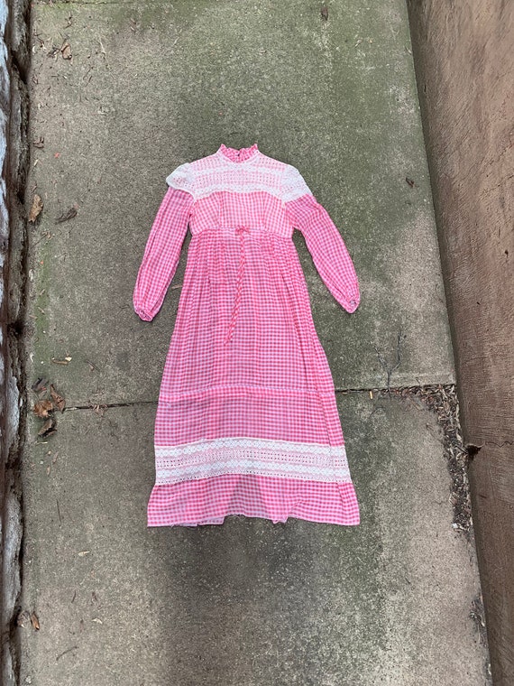 Vintage Gingham Dress / Western Checkered Dress / Gunne Sax Inspired Dress