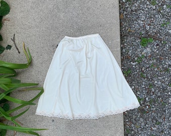 Ivory Knee Length Slip Skirt | Lace Trim Slip