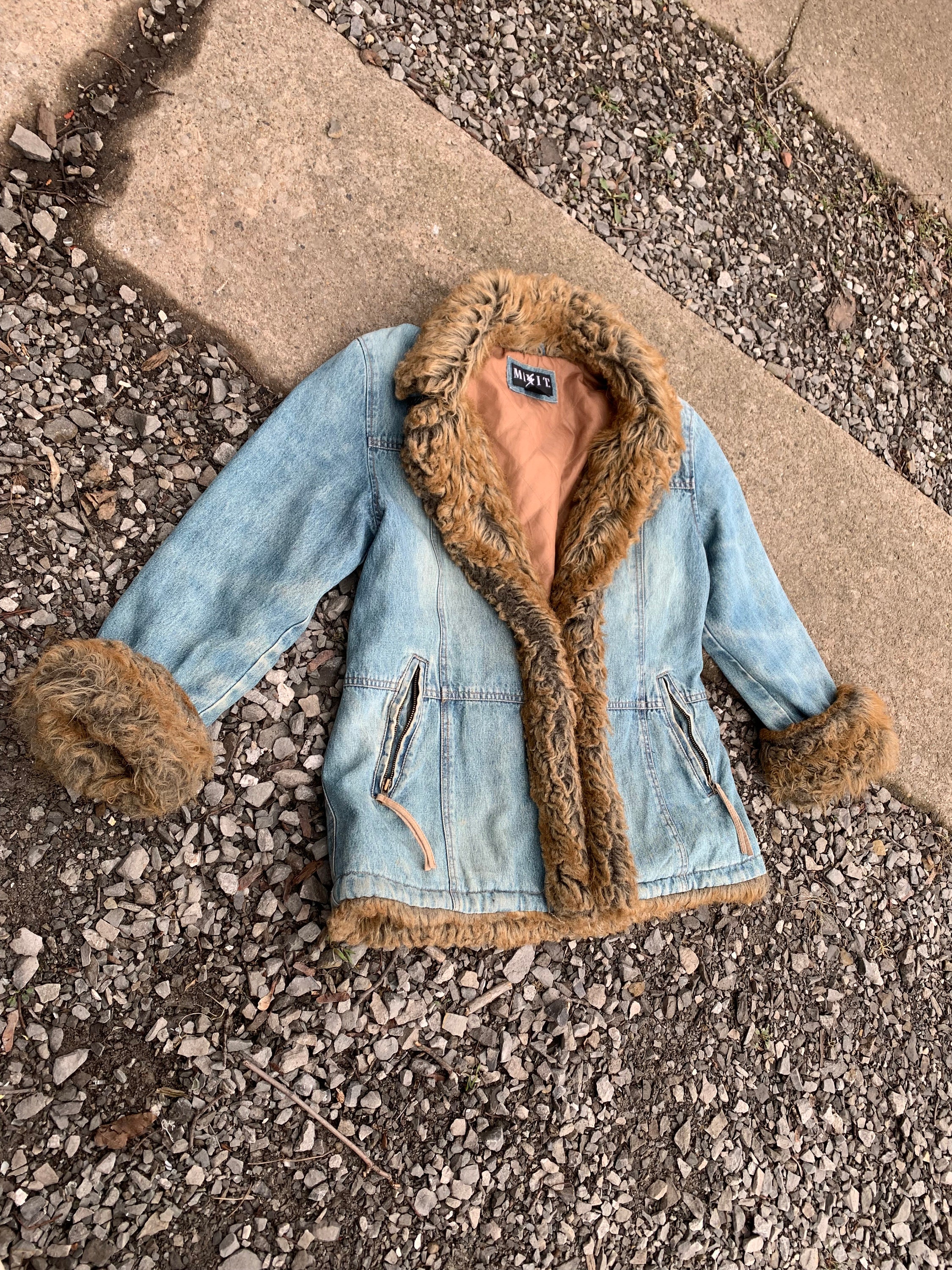 Blue Jean Colored Hooded Mink Fur Coat