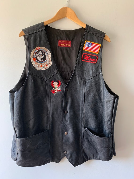 Women's Vintage Leather Biker Vest – Black Cowhide – Waisted Cut – MDM