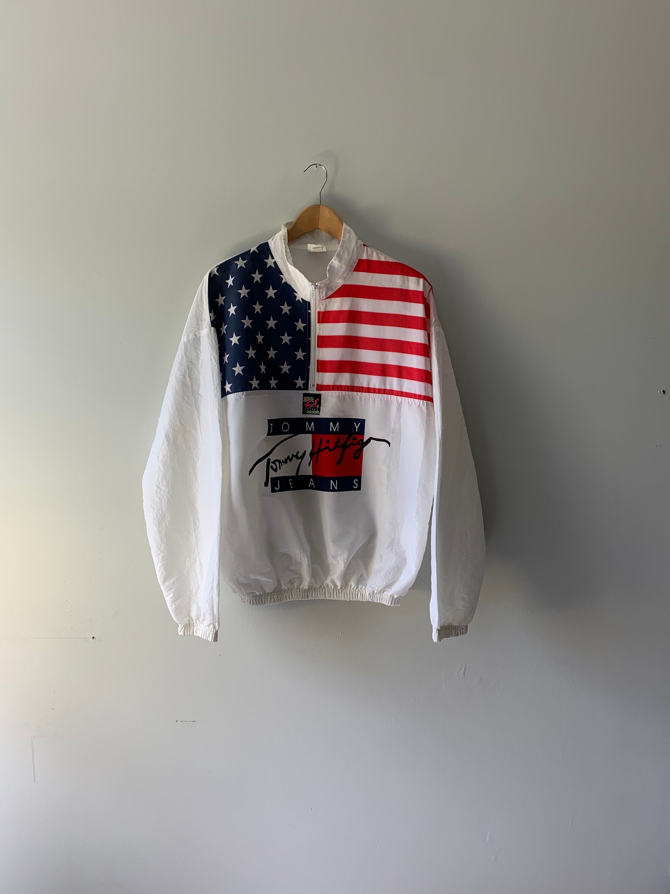 VINTAGE Tommy Hilfiger USA Flag American Shirt (S) Long Sleeve