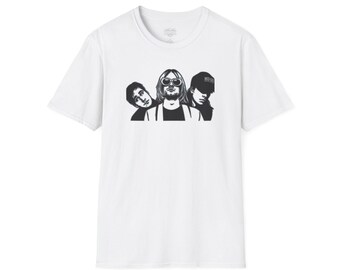 Grunge Rock Trio T-Shirt | Band Portrait Tee, Black Silhouette