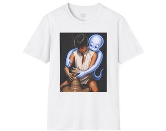 Playful Ghost Hug T-Shirt | Retro Cartoon Casper Style