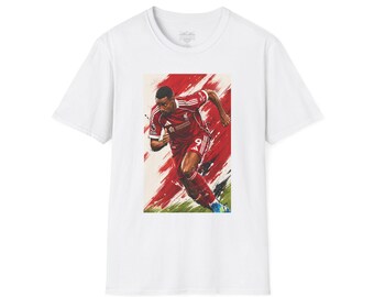 ALEXANDER ISAK  T-Shirt | Red Brushstroke Football Art