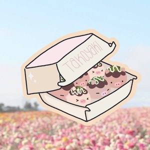 Weerbestendige sticker Piggy Takoyaki | Kawaii-eten | Takoyaki gestanst | Japans eten | Waterflessticker | Laptopsticker | Voedselsticker
