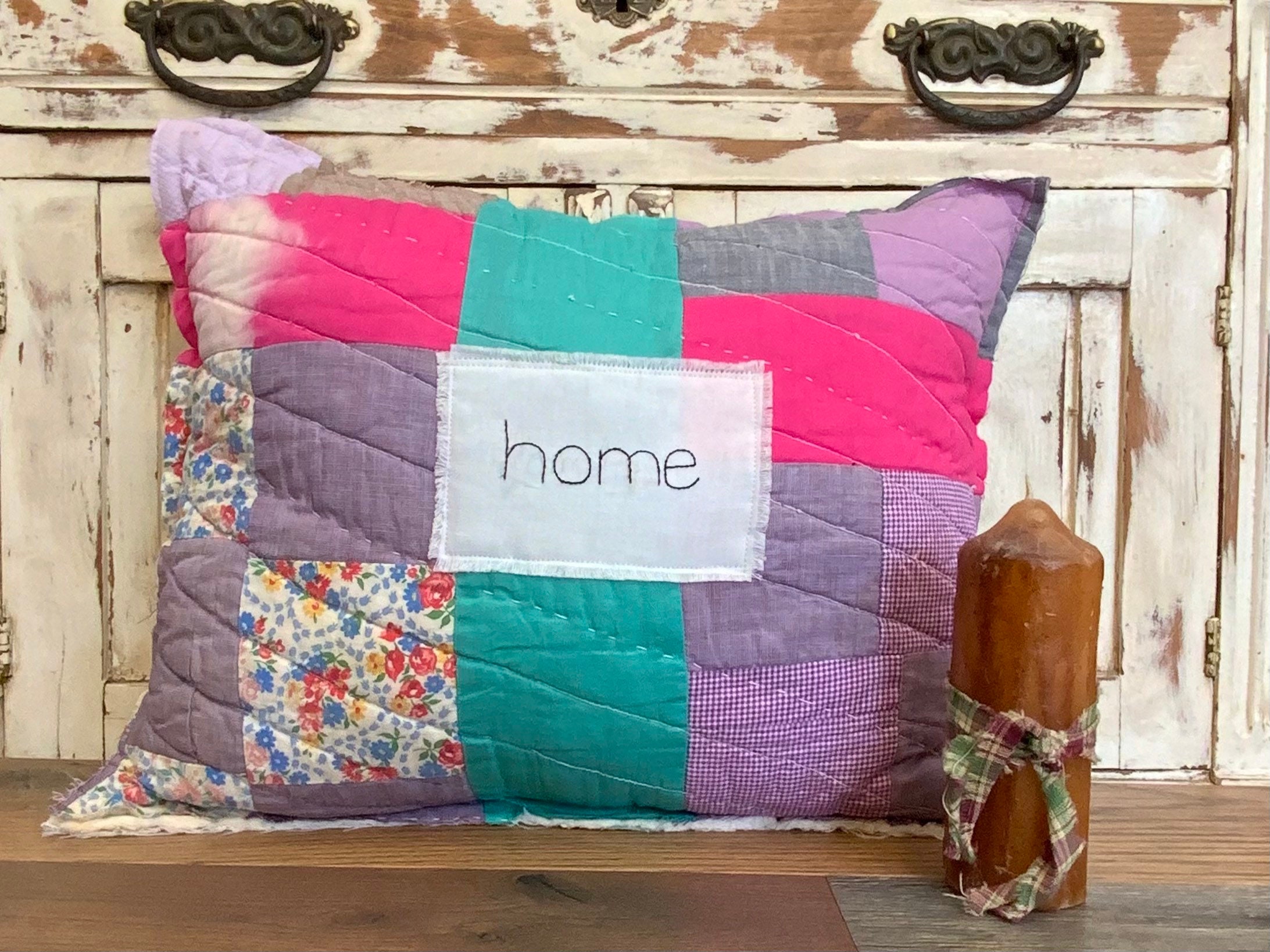 Antique Pillow Vintage Quilt Pillow Hand Made Pillow Wedding Gift Housewarming Gift Etsy