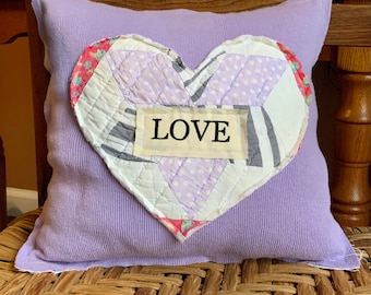 Decorative Pillow - Vintage Quilt Pillow - Hand Made Pillow - Wedding Gift - Housewarming Gift