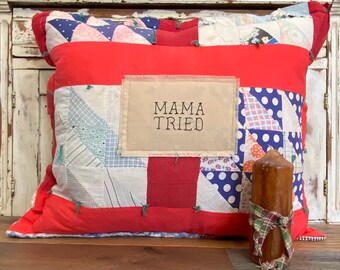 Antique Pillow - Vintage Quilt Pillow - Hand Made Pillow - Wedding Gift - Housewarming Gift