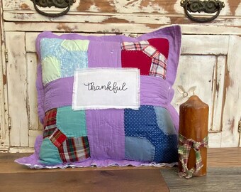 Antique Pillow - Vintage Quilt Pillow - Hand Made Pillow - Wedding Gift - Housewarming Gift