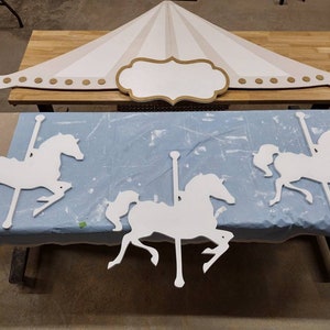 Carousel canopy and 3 horses/ collapsible/ carousel horses