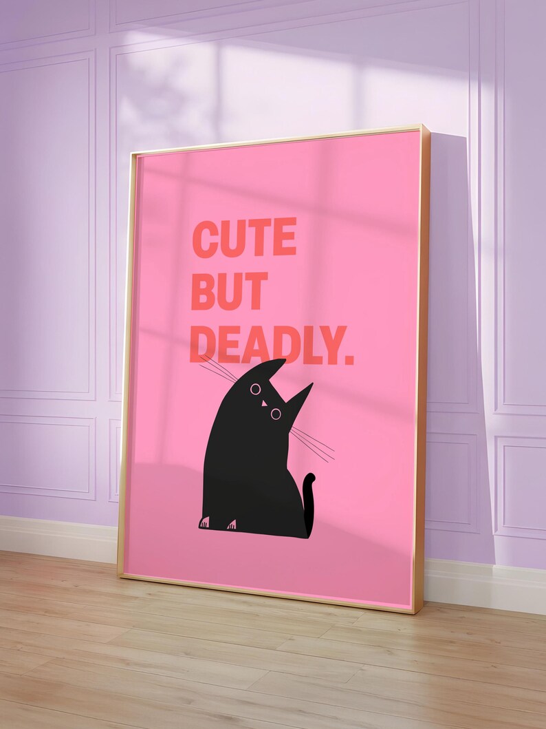 Funny Cat Wall Art Print | Cute but Deadly Cat Poster | Cat Lover Gift ...