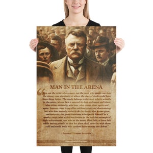 Hombre en la arena - Cartel de la cita del presidente Theodore Roosevelt 2