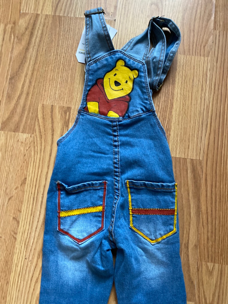 Pooh Bear Overalls, Winnie the Pooh, Hand Painted Jean Overalls, POOH ...