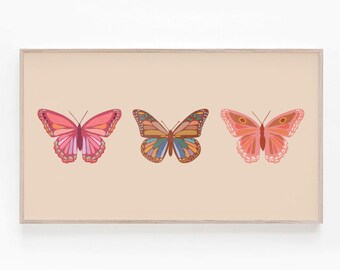 Samsung Frame TV Art Boho, Butterfly Art for The Samsung Frame TV, Modern Abstract Artwork, Neutral Tone Art for TV Screen, Digital Download
